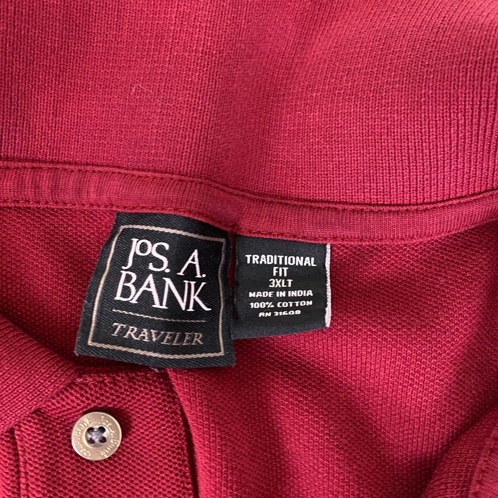 Jos. A. Bank Polo Shirt Mens Size 3XLT Burgundy Red Cotton Traditional Fit *Flaw - Picture 4 of 11